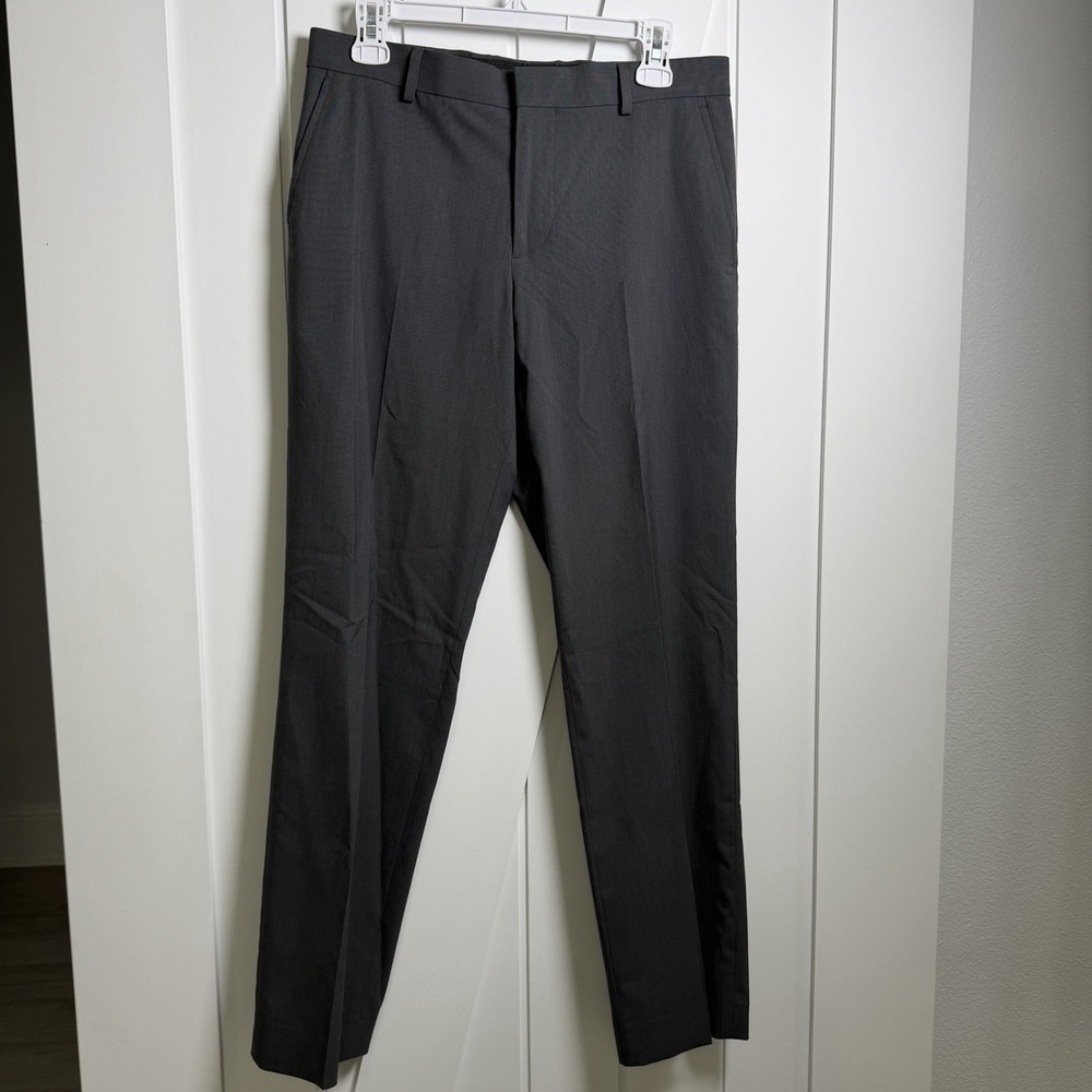 JF J. Ferrar Men's Slim Fit Flat Front Trouser Dark Gray Size 30x30 Formalwear